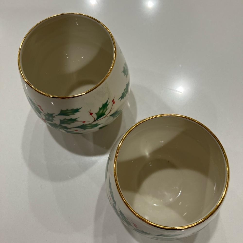 Lenox Holiday Decor Cups with Green and Gold Accents - Picture 2 of 4